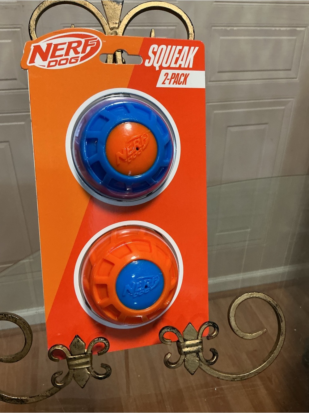 Nerf Dog 4” Set2 TPR EXO Squeak Ball - Blue/Orange, Large 4 inches, Blue/Orange